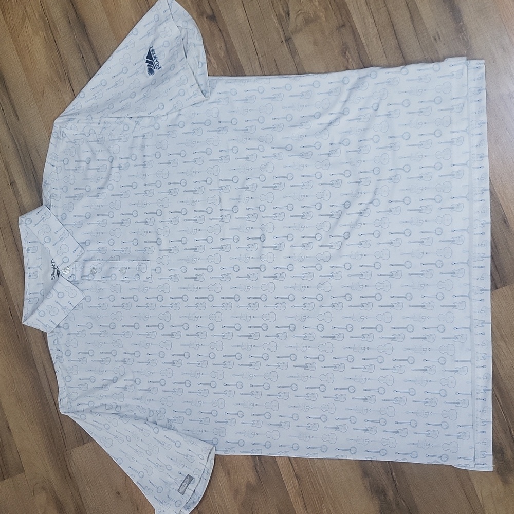 STRAIGHT DOWN Blue White String Instrument PGA West Performamce  Polo Shirt